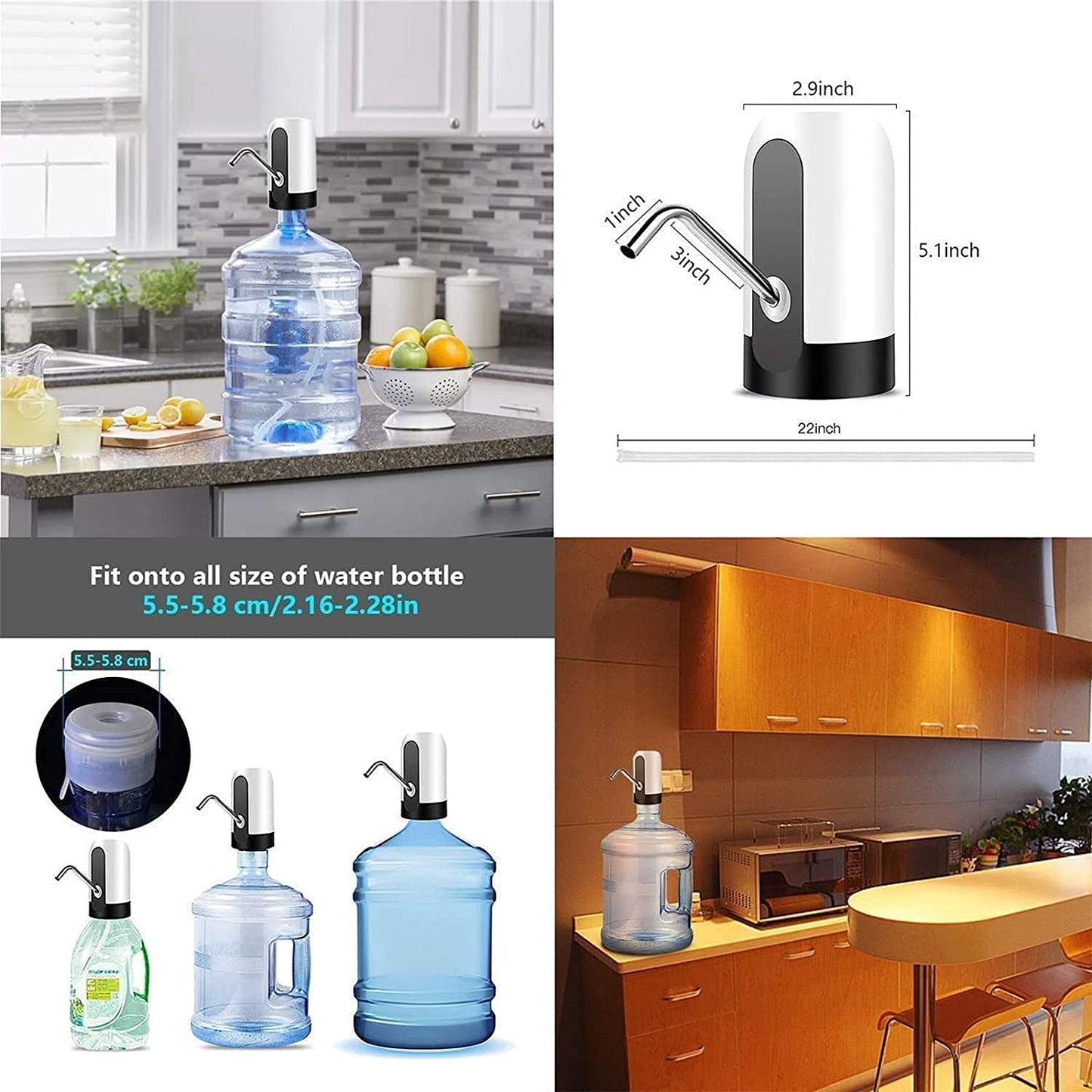 Water Bottle Dispenser Portable - Electric Water Bottle Pump for Universal 5 Gallon Bottle