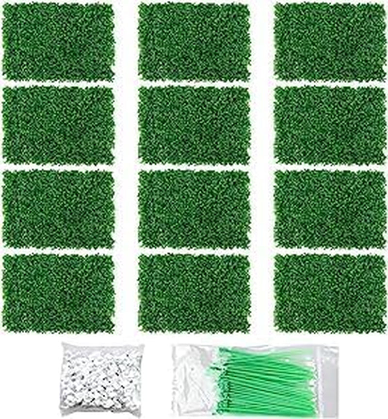 12pcs Green Grass Wall: Artificial Privacy Panel for Indoor and Outdoor Fencing (23.6" X 15.7")