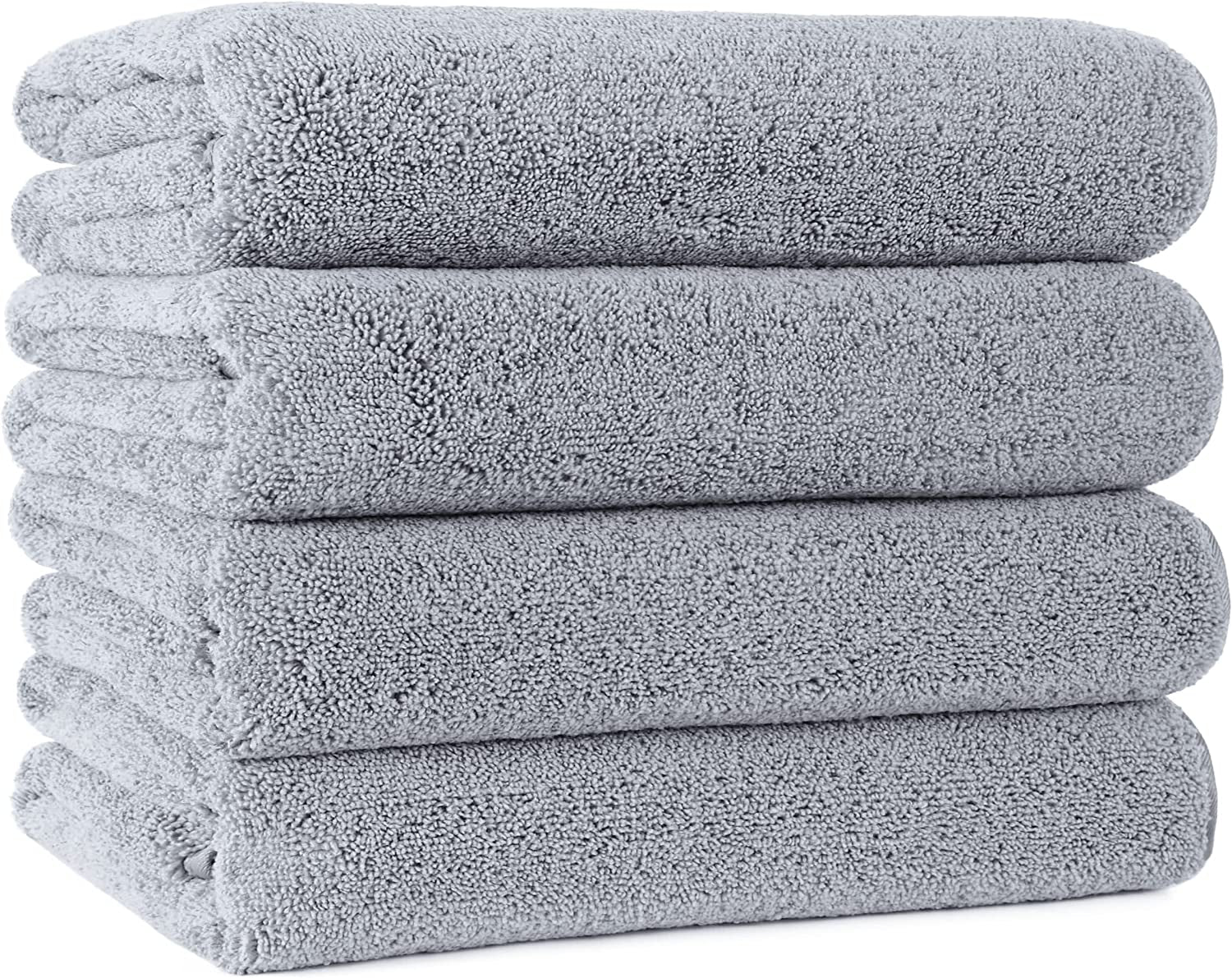 Microfiber Quick Dry Lint Free Bath Towel, 57 x 30 in, Pack of 4 (Gray)