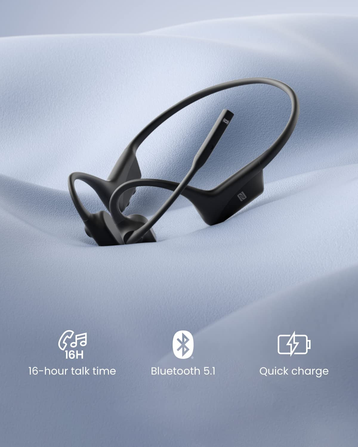 Home Office UC Bone Conduction Bluetooth Stereo Computer Headset with Loop100 USB-A Adapter: Wireless PC Headphones featuring Noise-Canceling Boom Microphone and Convenient Bookmark