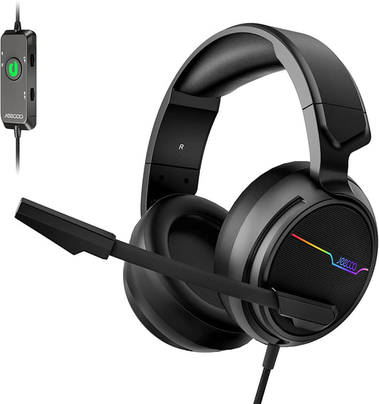 USB Pro Gaming Headset V20U for PC - 7.1 Surround Sound Headphones with Noise Cancelling Microphone. Features RGB Lights and Memory Foam Ear Pads. Compatible with Laptops.