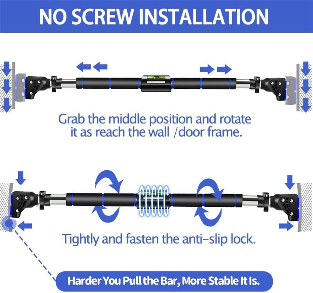 Adjustable Pull Up Bar Adjustable - No Screw Installation - Doorway Chin Up Bar Door Frame, Multi-Functional Heavy Duty Gym Fitness Exercise Equipment Home Workout Bar