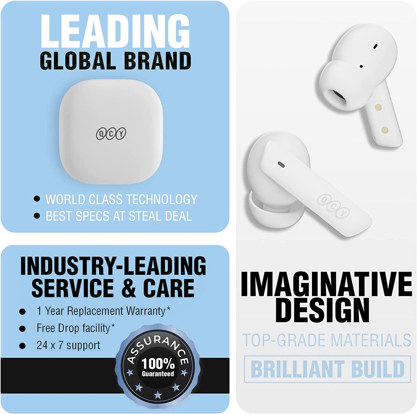 HT05 Wireless Earbuds with Multi-Mode Active Noise Cancelling - Bluetooth Headphones with Ai-Enhanced Calls, 6 Mics, Anti-Wind Noise, Transparency Mode, Custom EQ App, 7.5H + 24H Playtime, Bluetooth 5.2
