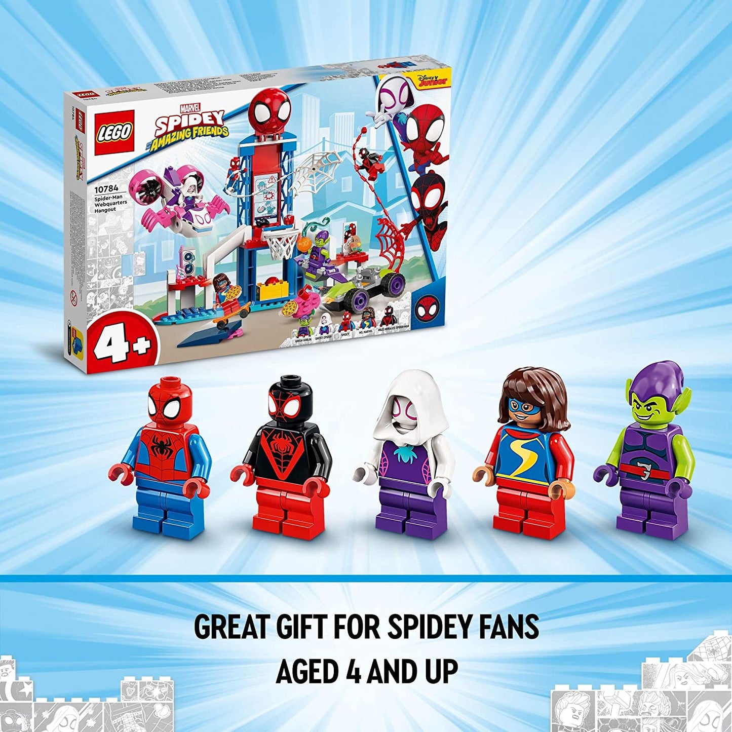 LEGO Marvel Spider-Man Webquarters Hangout 10784 Construction Kit - Part of the "Spidey and His Amazing Friends" Series, Includes Spider-Man, Miles Morales, and Green Goblin Minifigures - Suitable for Boys and Girls Aged 4 and Up