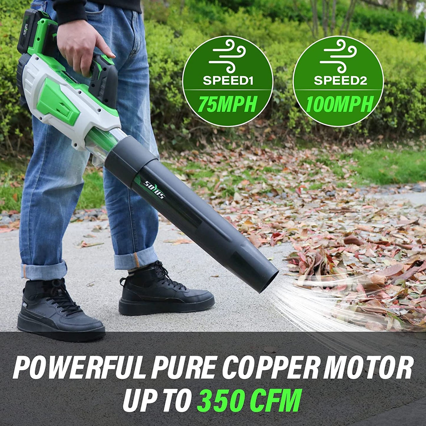 20V 350CFM Cordless Leaf Blower with Battery and Charger - Ideal for Leaf Blowing, Debris Cleaning, and Snow Removal - Includes 2.0Ah&4.0Ah Batteries