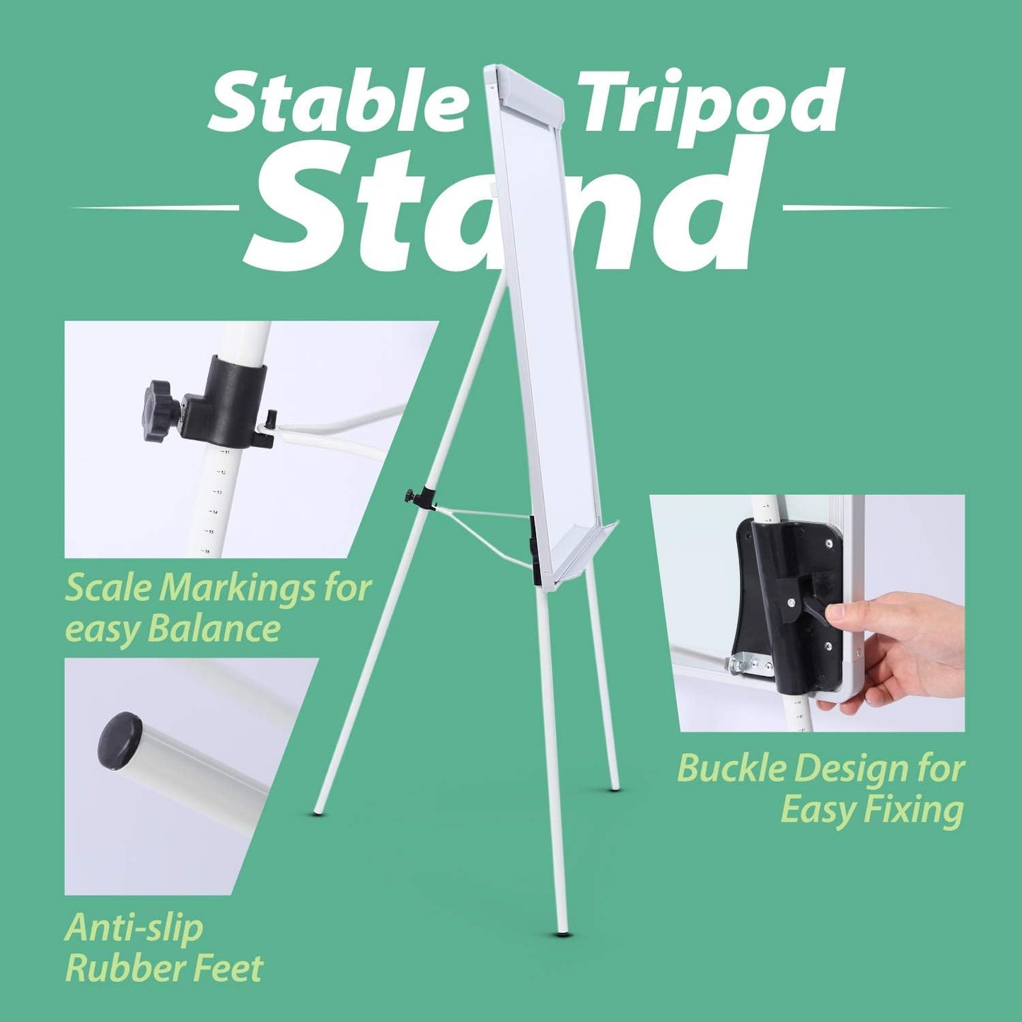 36x24 inch Magnetic Tripod Dry Erase Board - Adjustable Height Stand Flipchart Easel with Accessories, Ideal for Office Use