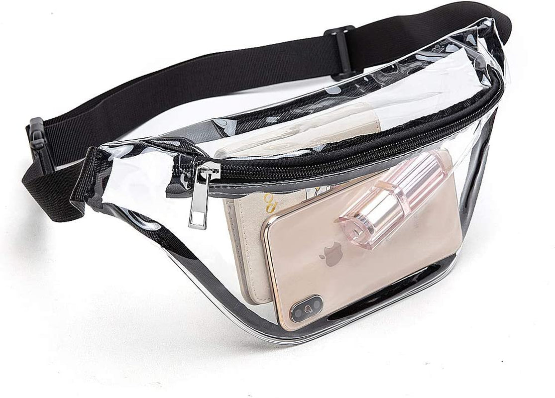 Women's Waterproof Clear Fanny Pack - Cute and Compact Waist Bag with Adjustable Strap - Designed to be Stadium Approved - Size: Medium - Color: Black.