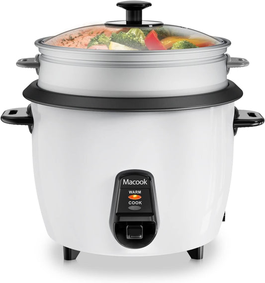 Large Rice Cooker and Food Steamer: 10 Cups Uncooked (20 Cups Cooked) Rice Maker with Removable Non-Stick Pot, Suitable for Cooking, Soups, Stewing, Steaming, and Featuring an Automatic Keep Warm Function - White Color