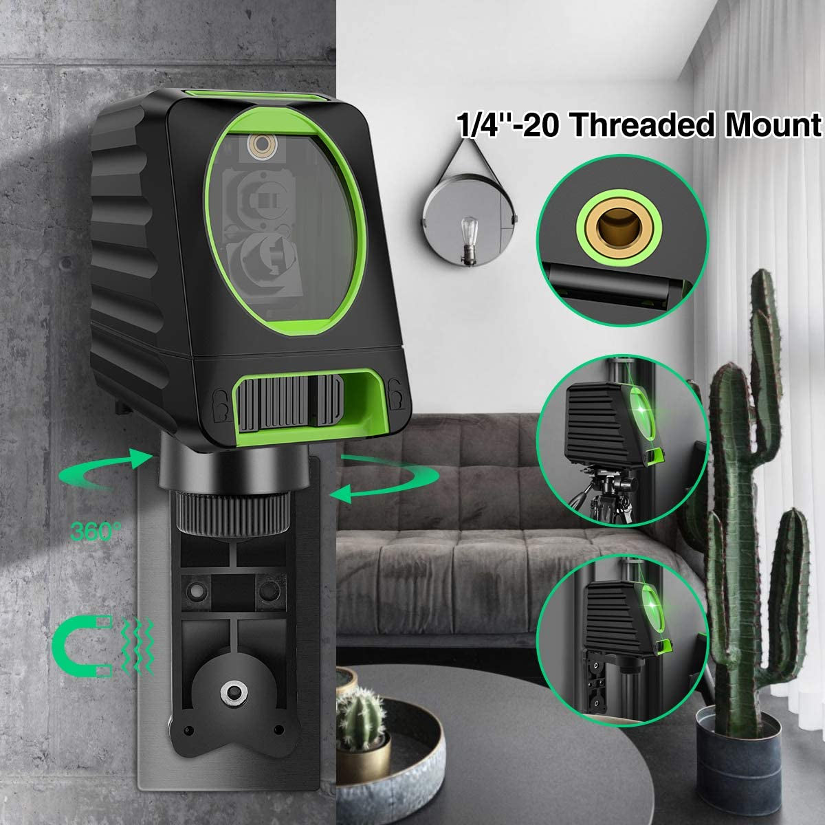 Laser Level Self-Leveling150ft/45m Outdoor Cross Line Laser,  with Pulse Mode,Level with Vertical Beam Spread Covers of 150°,360°Magnetic Base and Battery Included-BOX-1G