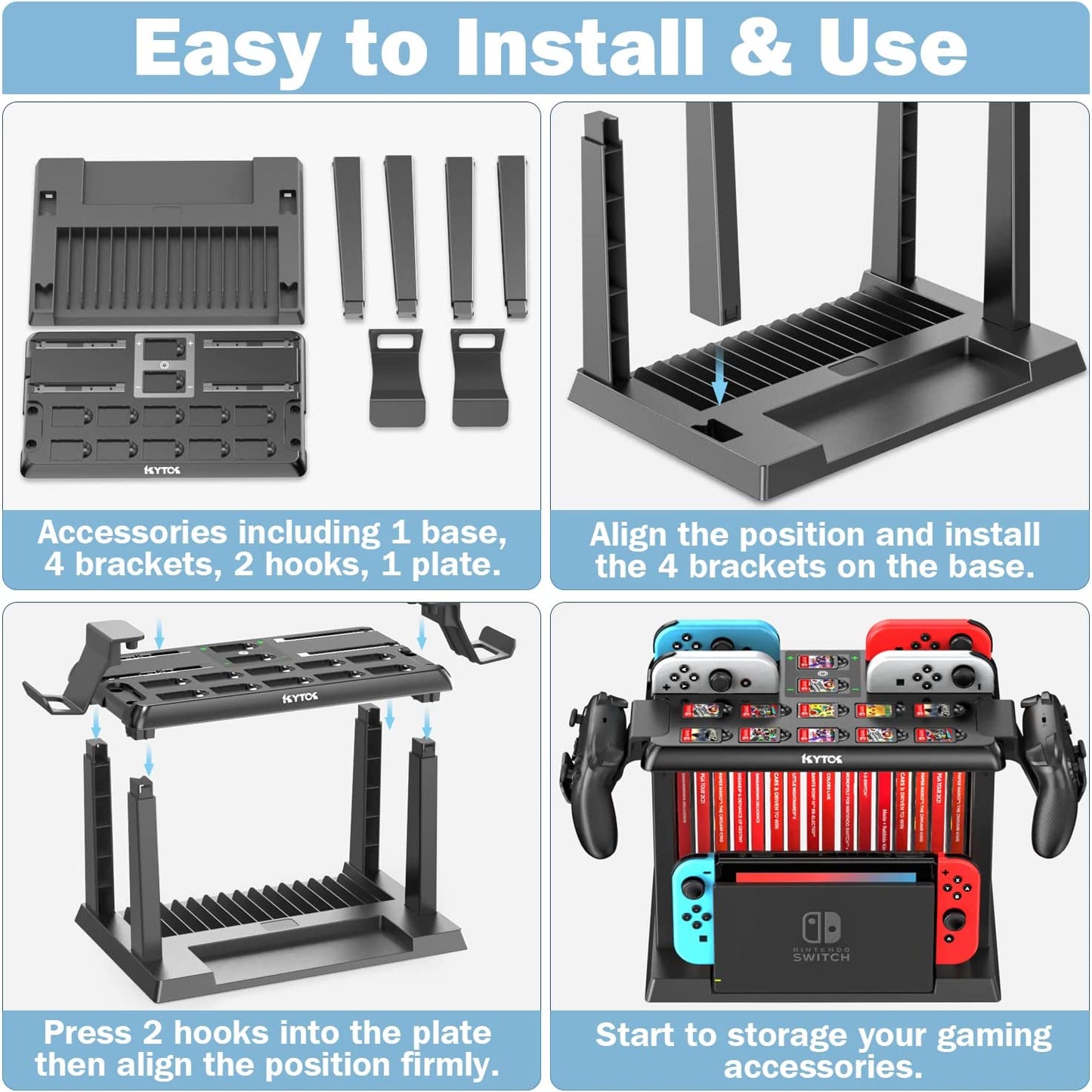Switch Games Organizer Station, Charging Dock for Nintendo Switch & OLED Joycons with Controller Charger. Features Switch Storage and Organizer for Games, TV Dock, Pro Controller, and Accessories Kit Storage.