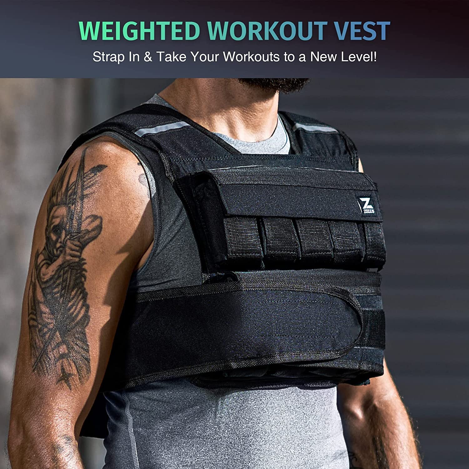 Adjustable Weighted Vest for Strength Training and Fitness - Includes Weights and Weight Bars/Iron Sandbag - Ideal for Home Exercise - Suitable for Men and Women