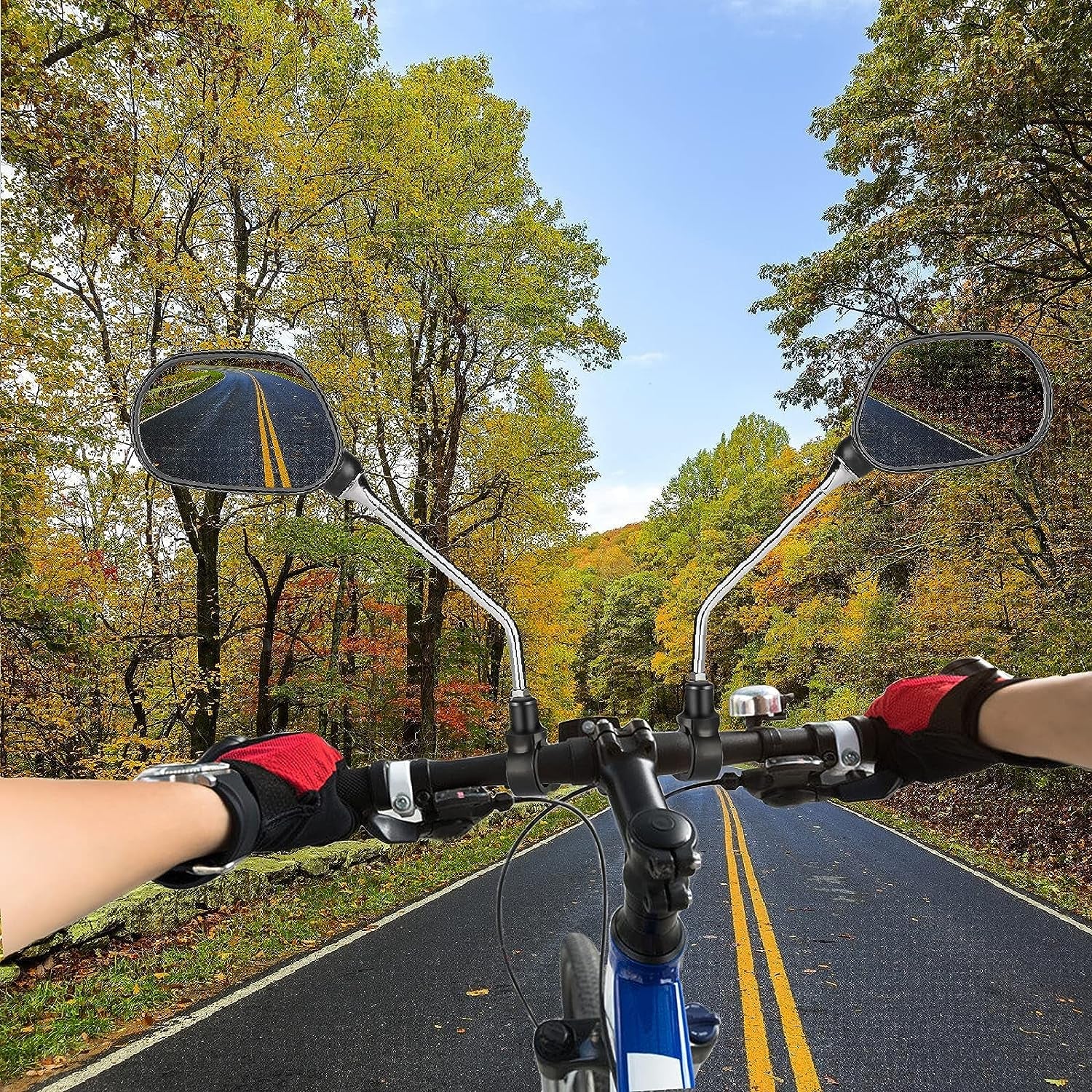 Mountain Bike Handlebar Mirrors: 1 Pair of HD Blast-Resistant, Adjustable Rotatable Glass Mirrors for Safe Rearview on Mountain Bikes and Motorcycles.