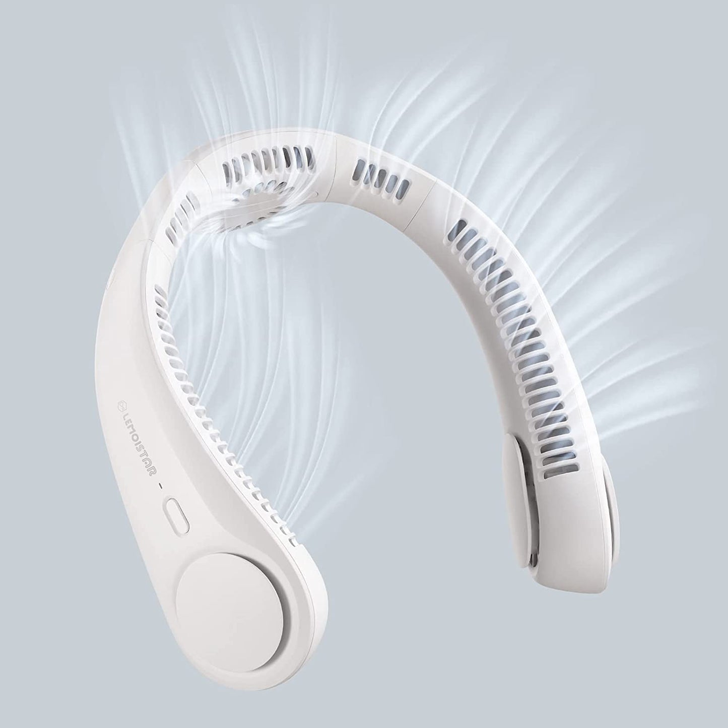 Hands-Free Bladeless Portable Neck Fan - Battery Operated, Wearable Personal Fan - Rechargeable with 4000mAh Battery - Equipped with 3 Speeds, 3 Turbo Motors, and 79 Air Outlets for 360° Cooling - USB Powered Hanging Fans - Color: White.