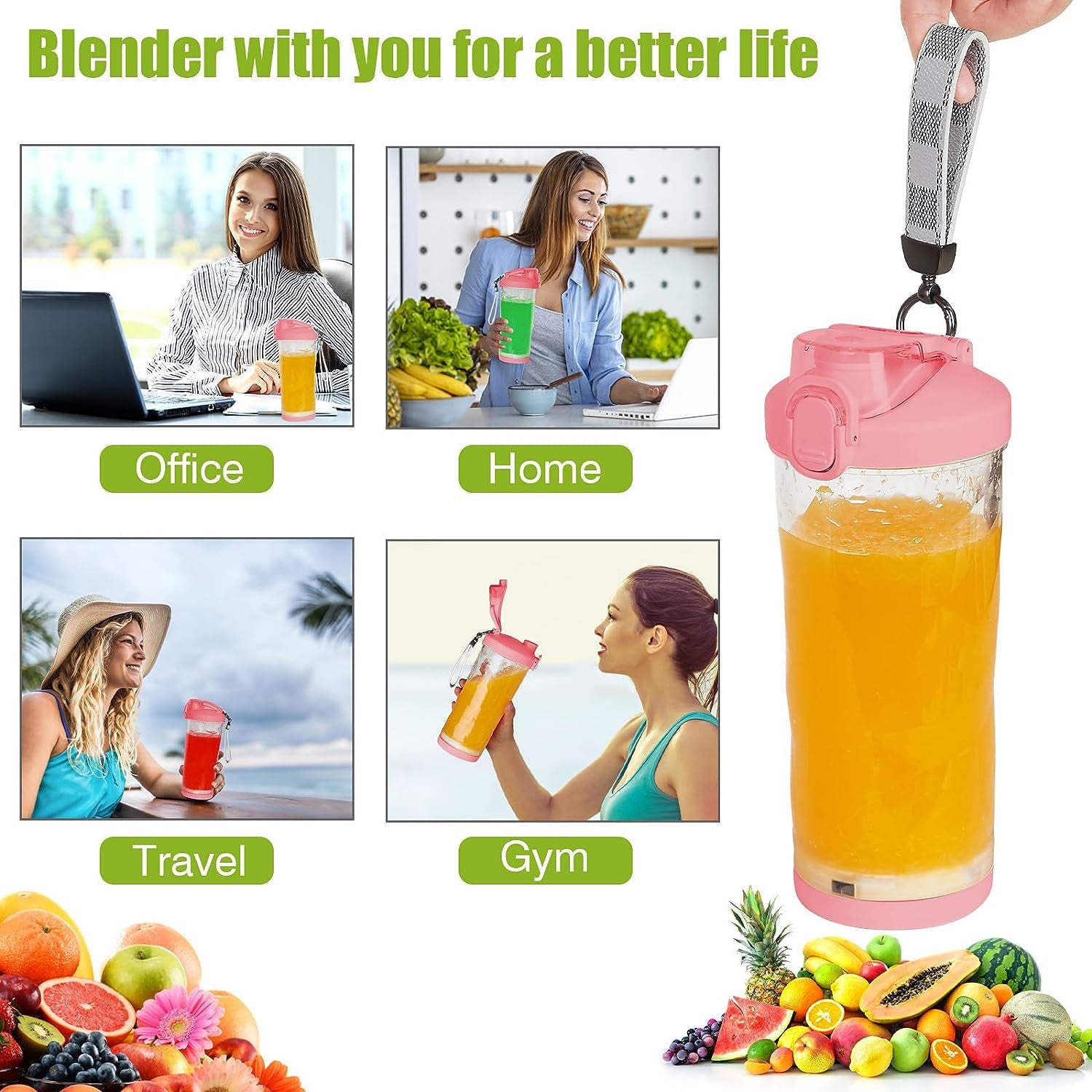 Mini Portable Blender with 6 Blades - 270 Watt Power for Shakes and Smoothies. Waterproof, USB Rechargeable, Includes 20 oz BPA Free Blender Cups with Travel Lid.