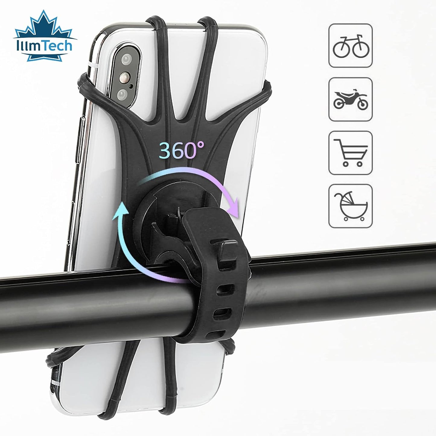 Adjustable Handlebar Bike and Motorcycle Phone Mount - Compatible with Smartphones from 4.7 to 6.3 Inches, Including iPhone, Samsung Galaxy, LG, Motorola, and More.