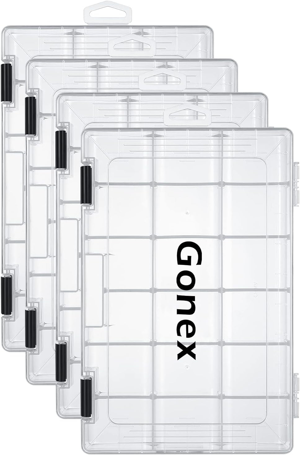 Transparent Fishing Tackle Boxes with Adjustable Dividers - 3600/3700 Tackle Trays for Efficient Fish Tackle Storage - Plastic Box Organizer - Available in 3 or 4 Packs