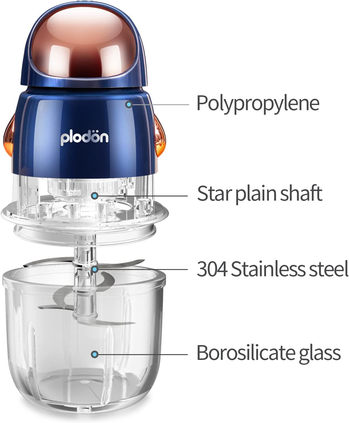 Mini Baby Food Maker: Cute and Small Food Processor with a 1.2 Cup Glass Bowl and 6 Blades, Ideal for Pureeing, Blending, Grinding, and Chopping Baby Food.