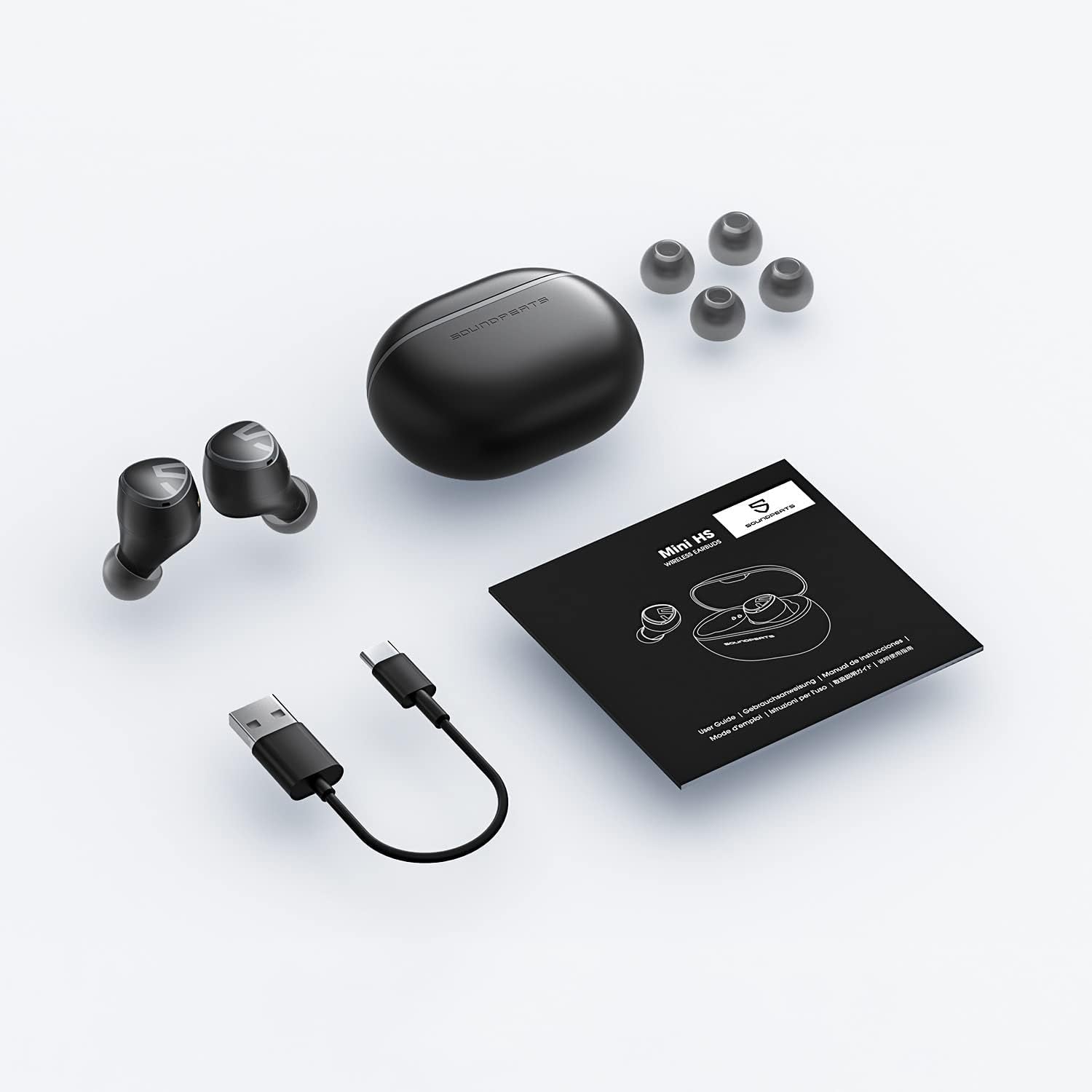 Mini HS Bluetooth 5.3 Wireless Earbuds - True In-Ear Wireless Earphones with Hi-Res Sound, AI-Enhanced Calls, Multipoint Connectivity, Customizable EQ via App, Gaming Mode, and 36-Hour Playtime (Black)