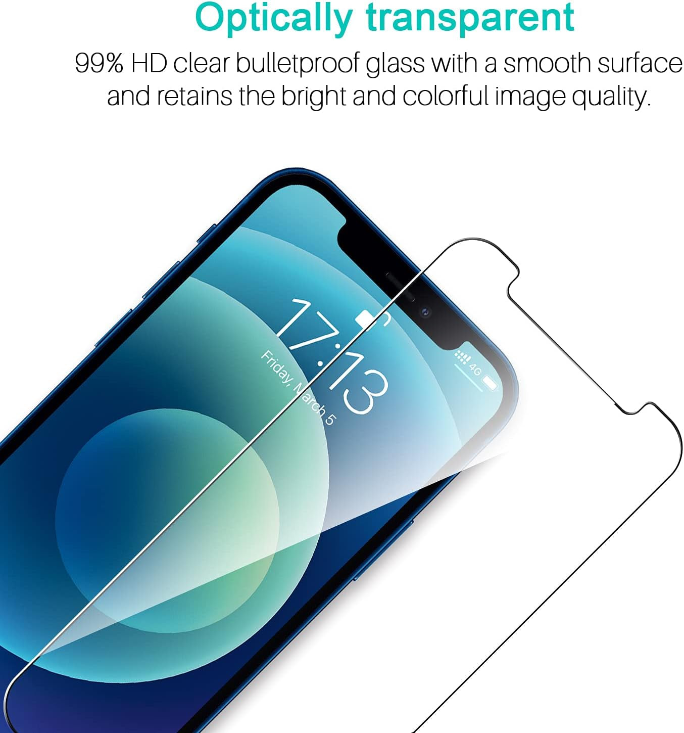 4-Pack Tempered Glass Screen Protector for iPhone 12/12 Pro (6.1 inch) - Features Case-Friendly Design, Double Defense, Alignment Frame for Easy Installation, and Compatibility with 3D Touch.