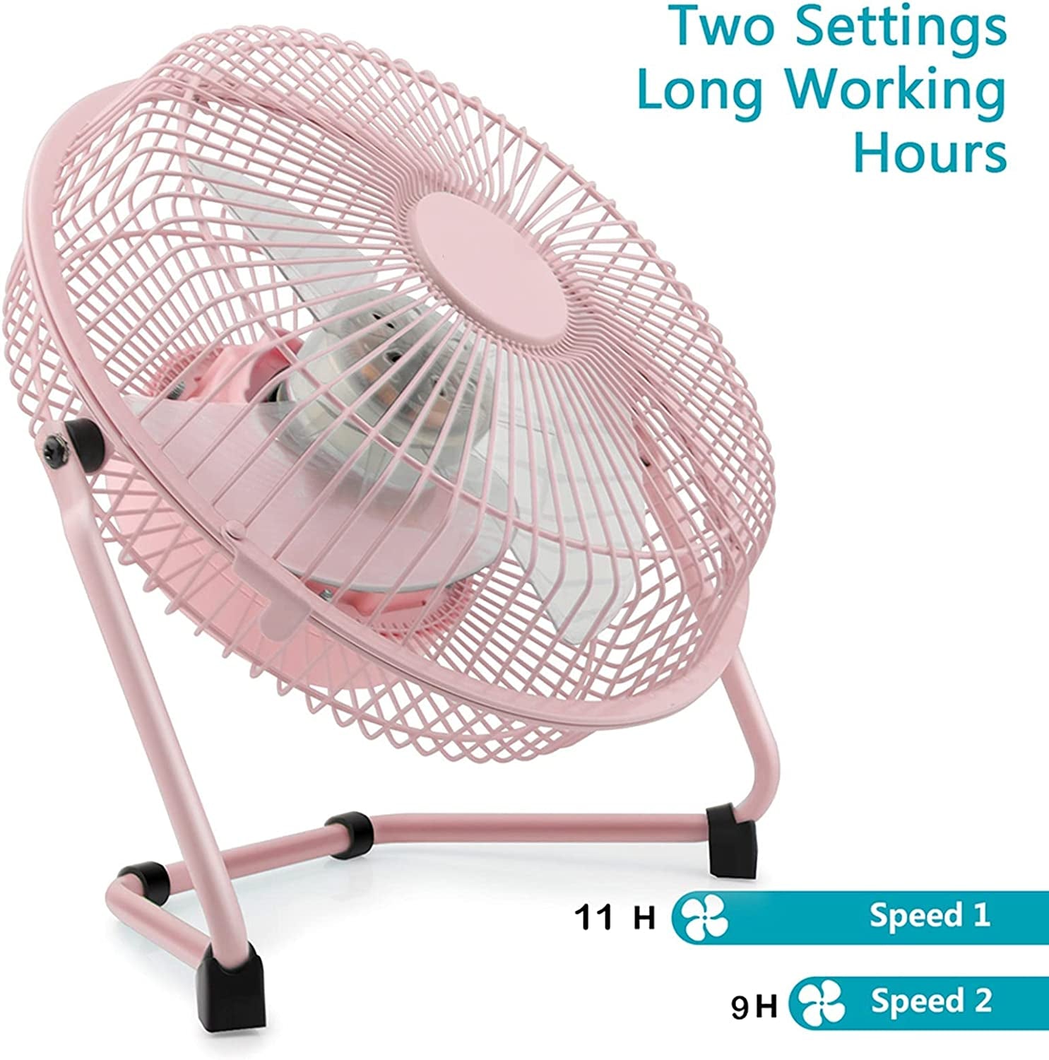 Mini Portable USB Rechargeable Desk Fan: Enjoy 9 Inches of Battery Operated Fan with 2 Speeds for Strong Airflow. It's Quiet, 360° Rotatable, and Perfect for Home, Office, Outdoor, and Travel Use.