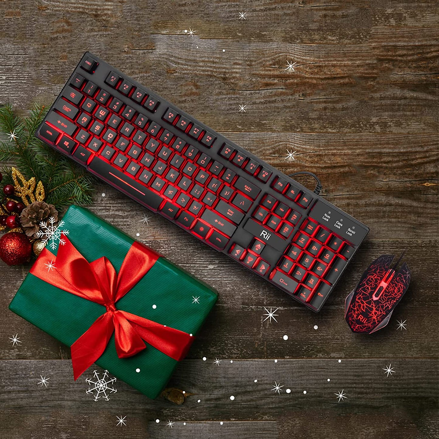 Gaming Keyboard and Mouse Combo - 3-Color LED Backlit, 104Keys Standard Keyboard with USB Mouse for Computer, PC, Desktop, Laptop - Ideal for Gaming and Home Office Use