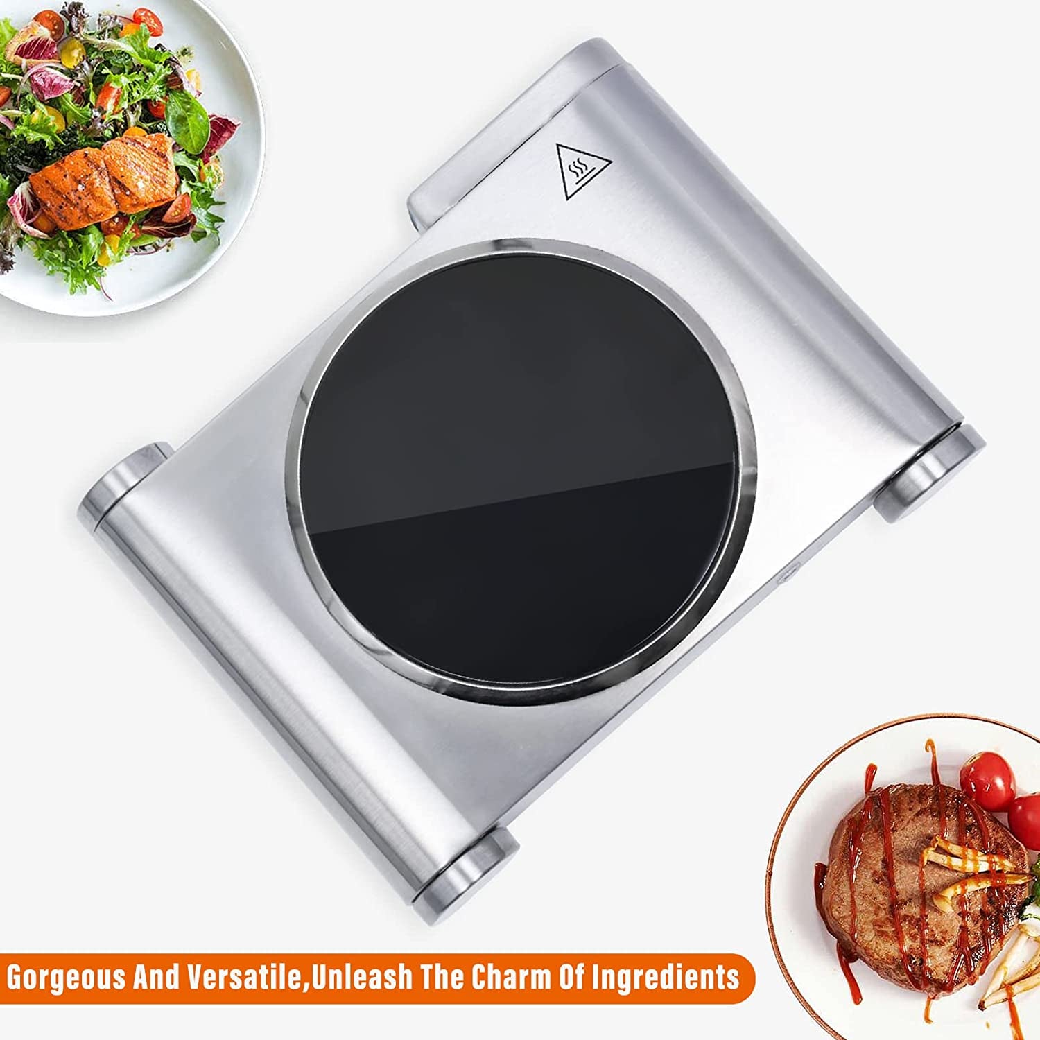 Single Burner Electric Hot Plate - 1200W Countertop Electric Cooktop, Portable Electric Stove in Stainless Steel. Features Temperature Control and Easy-to-Clean Surface.