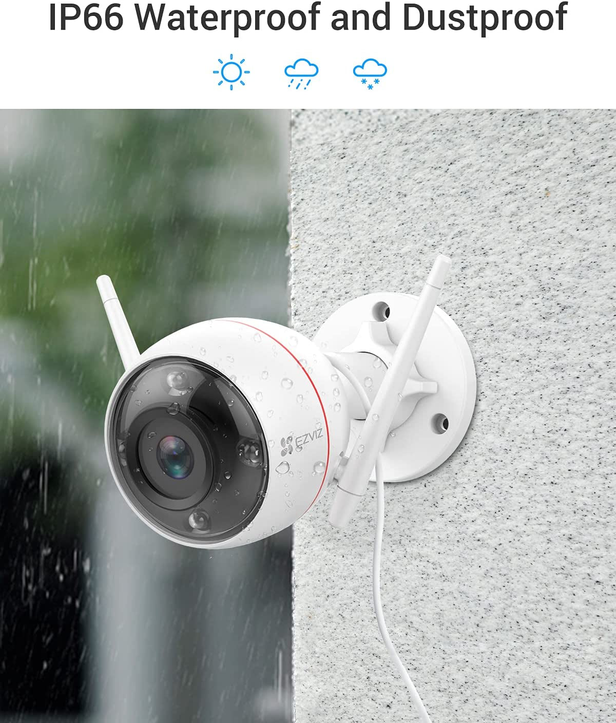 Weatherproof Outdoor Security Camera with 1080P Resolution, Strobe Light & Siren, 100Ft Night Vision, 2.4G Wi-Fi/Wired Connection, Two-Way Audio, Compatible with Alexa, Google, and IFTTT, Home Ios Android App Support
