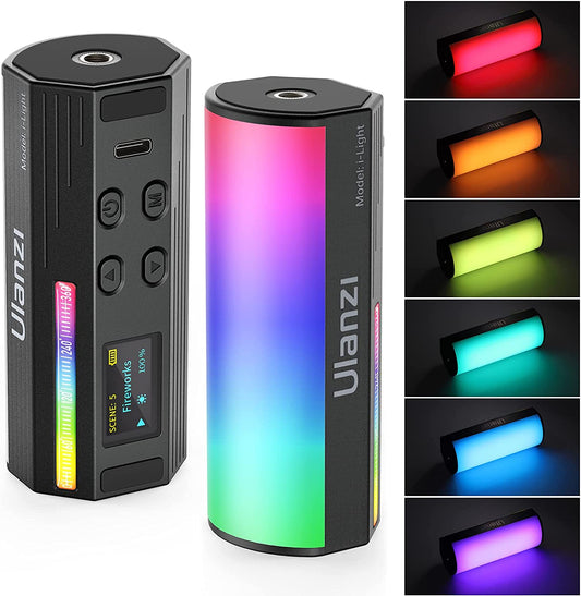 Portable RGB LED Light Wand, 360° Handheld Video Light for Photography, Rechargeable Mini Light Stick for Video Shooting, Dimmable Camera Light with 2500-9000K Color Temperature, LCD Display, Magnetic Attraction Support