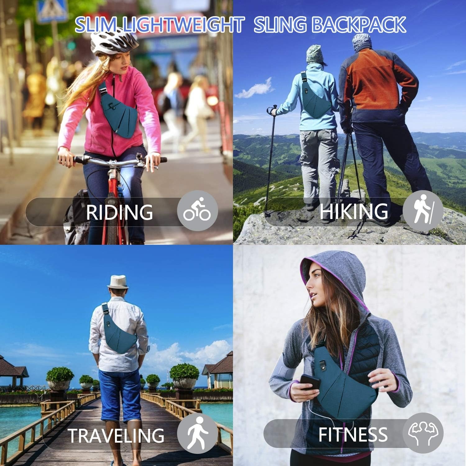 Small Water-Resistant Sling Bag for Women and Men - Crossbody Mini Backpack designed for Travel, Features Anti-Theft Design for Secure Use.