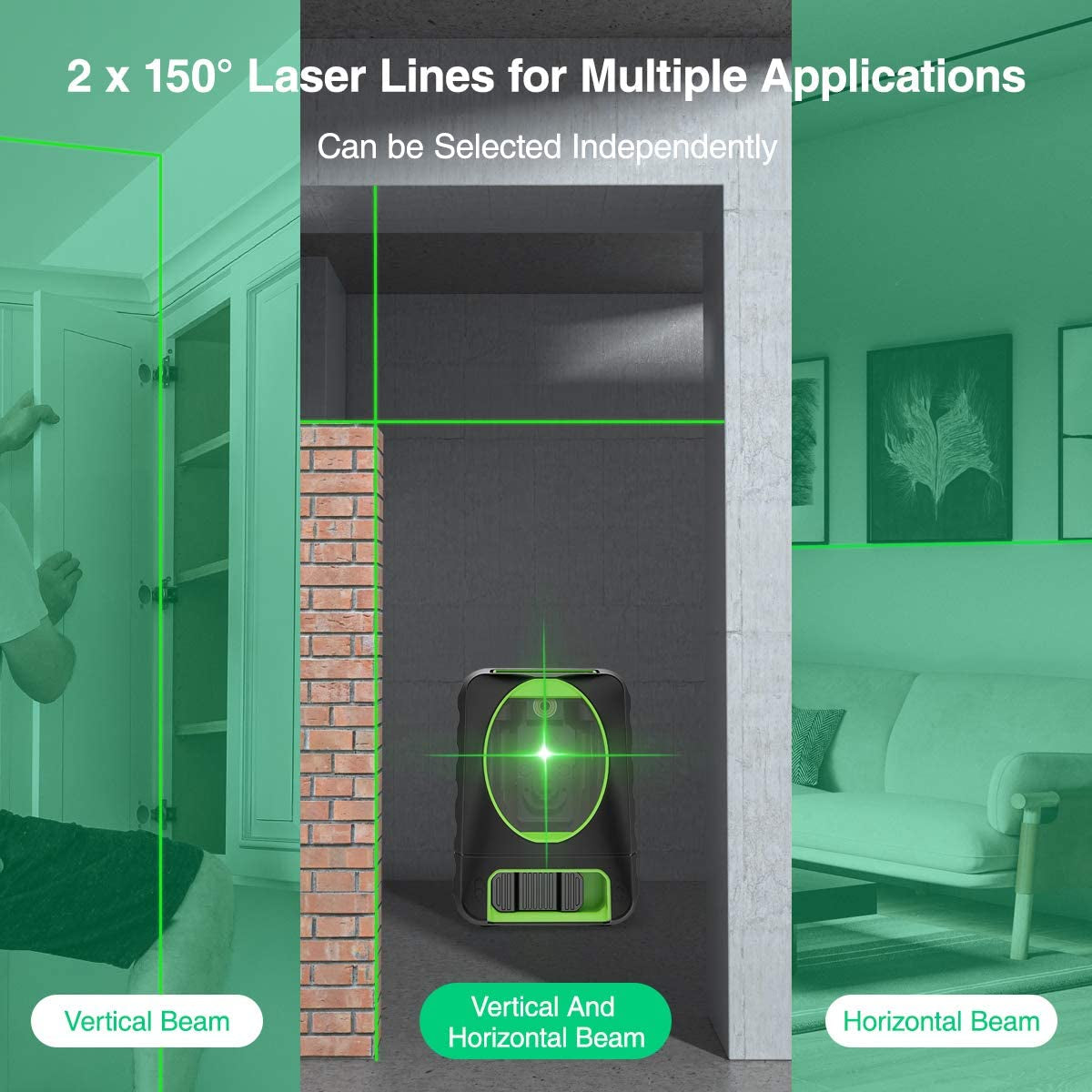 Laser Level Self-Leveling150ft/45m Outdoor Cross Line Laser,  with Pulse Mode,Level with Vertical Beam Spread Covers of 150°,360°Magnetic Base and Battery Included-BOX-1G
