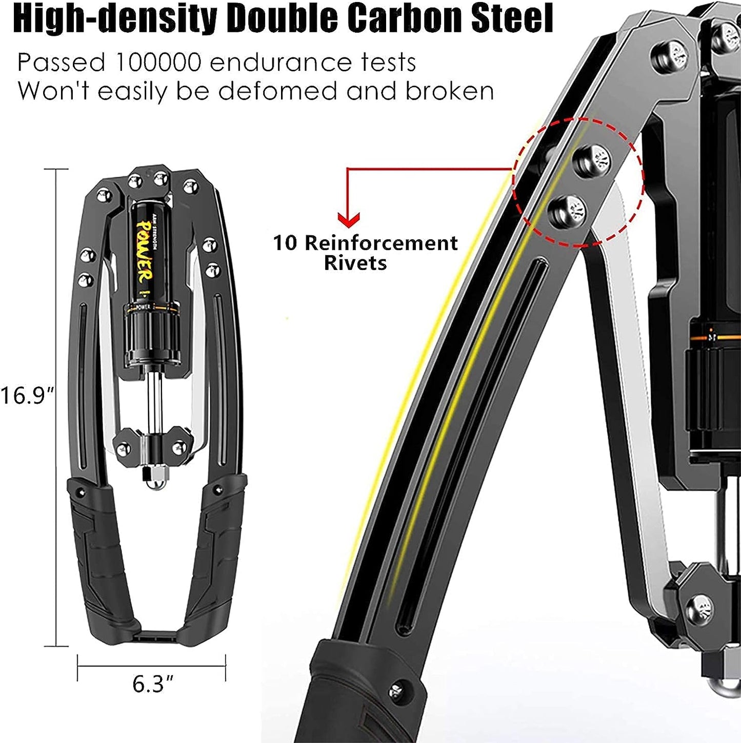 Adjustable Hydraulic Power Chest Expander - Strengthen Arms, Shoulders. Resistance: 22-440lbs. Home Gym Equipment.