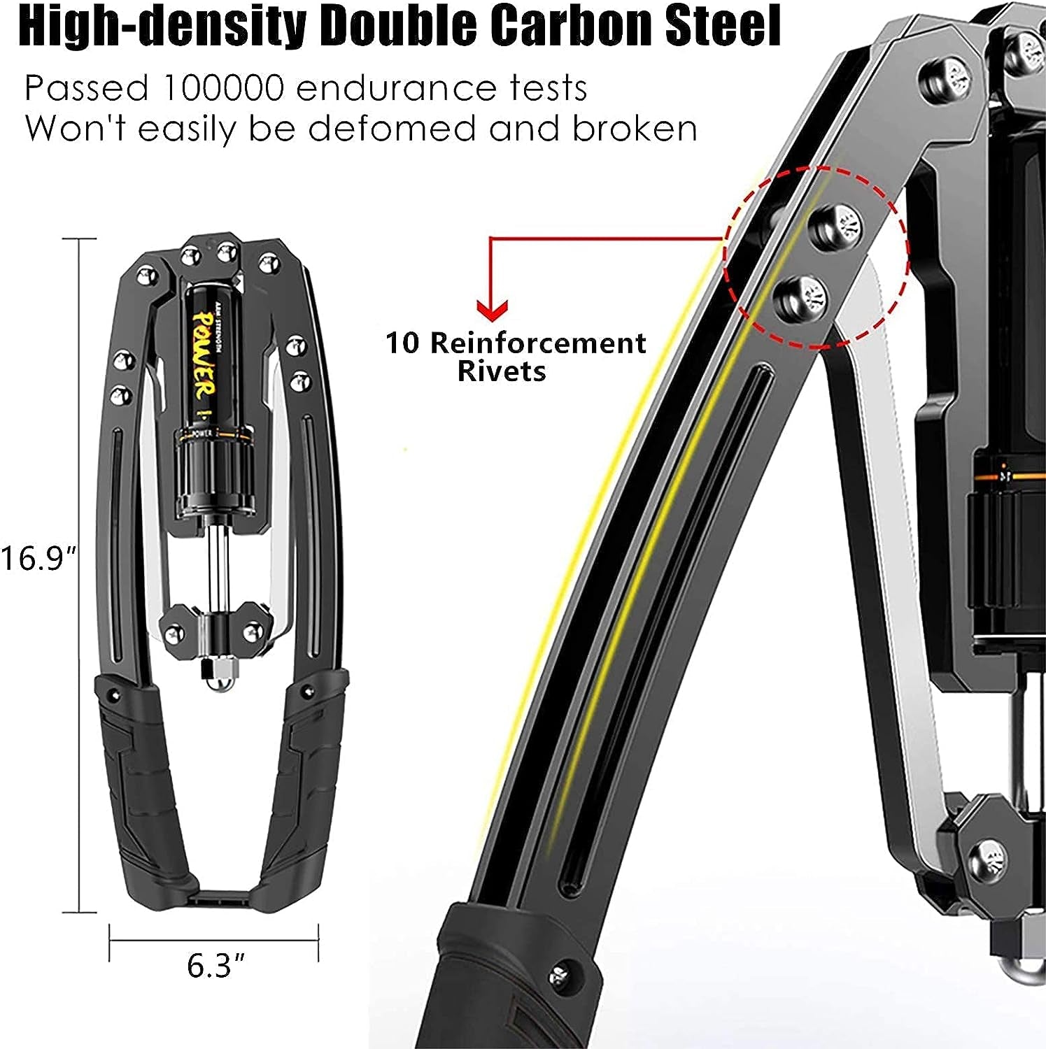 Adjustable Hydraulic Power Chest Expander - Strengthen Arms, Shoulders. Resistance: 22-440lbs. Home Gym Equipment.