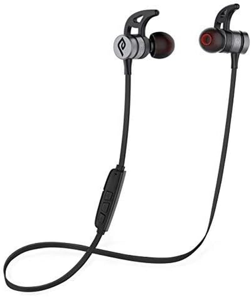 A1 Magnetic Bluetooth Headphones - V5.0 Wireless Stereo Earphones with Noise Isolation, Sweatproof, and Microphone (Black/Red)