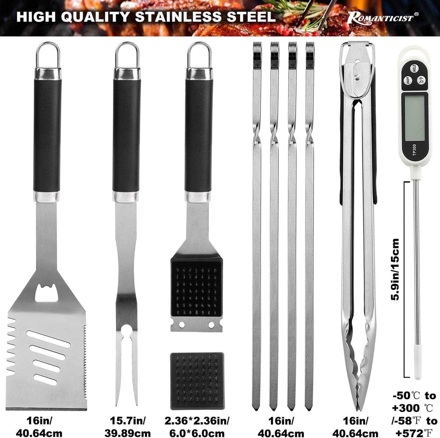 26 PCS Complete Barbecue Tool Set: Includes Portable Grilling Utensils with an Oxford Storage Bag. Food Grade Professional BBQ Tool Set suitable for Cooking and Camping Grilling. Perfect Grilling Accessories.