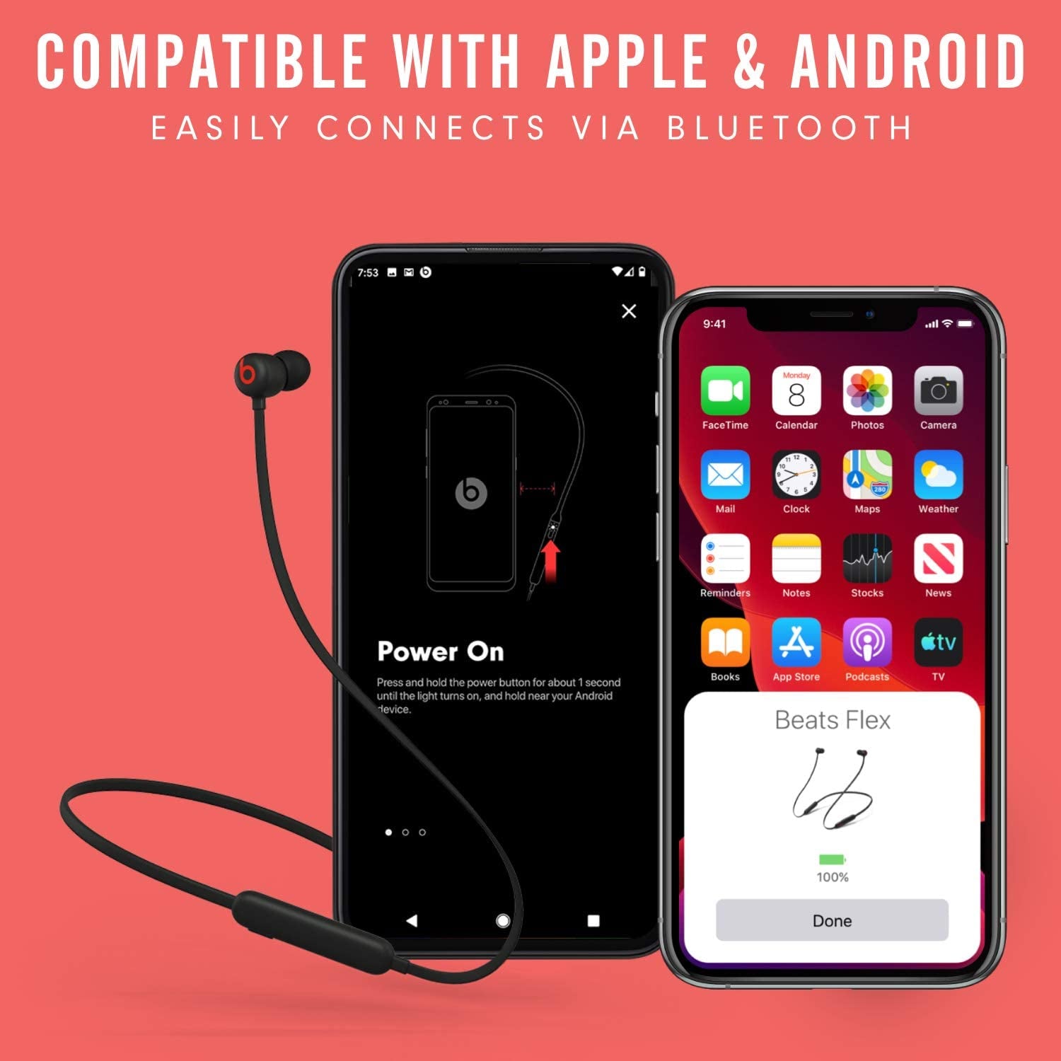 Apple W1 Headphone Chip Flex Wireless Earbuds - Magnetic Earphones with Class 1 Bluetooth, 12 Hours of Listening Time, Built-In Microphone, Black
