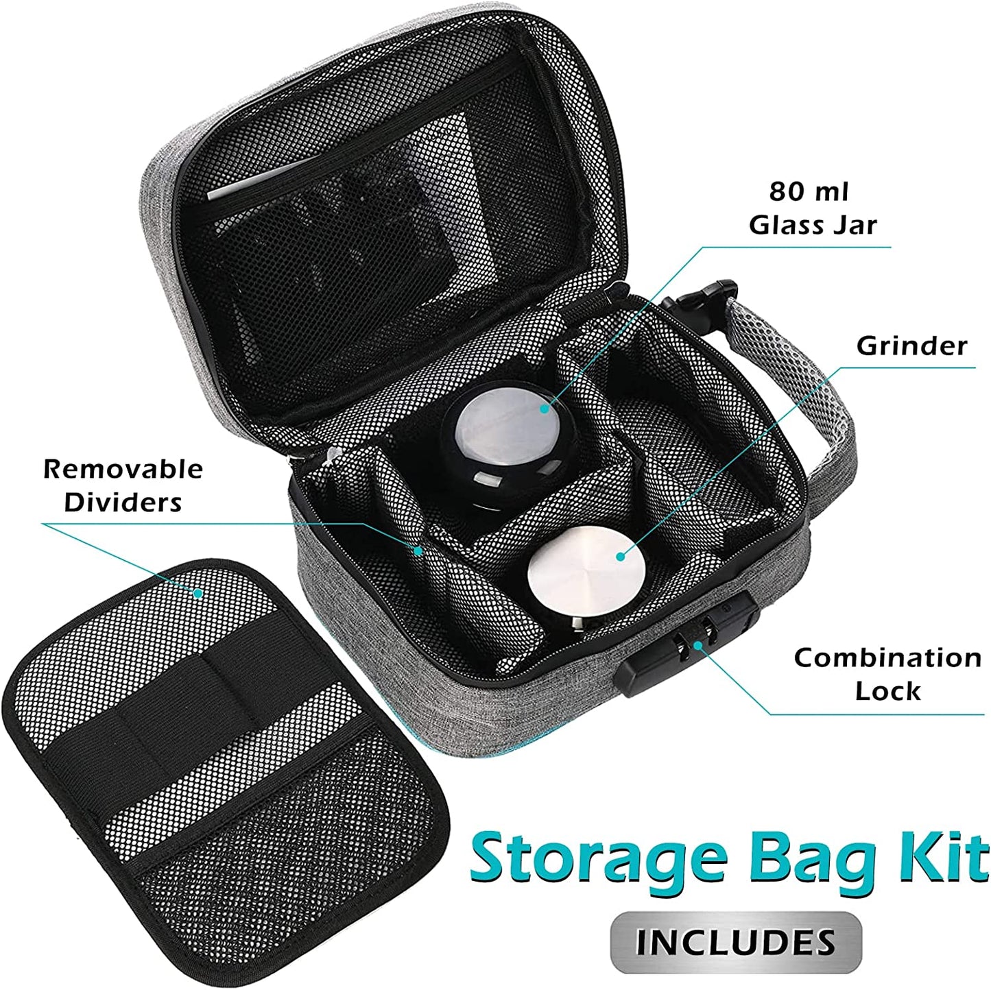 Large Odour Proof Bag Travel Storage With Combination Lock  Storage Case Activated Charcoal Bag