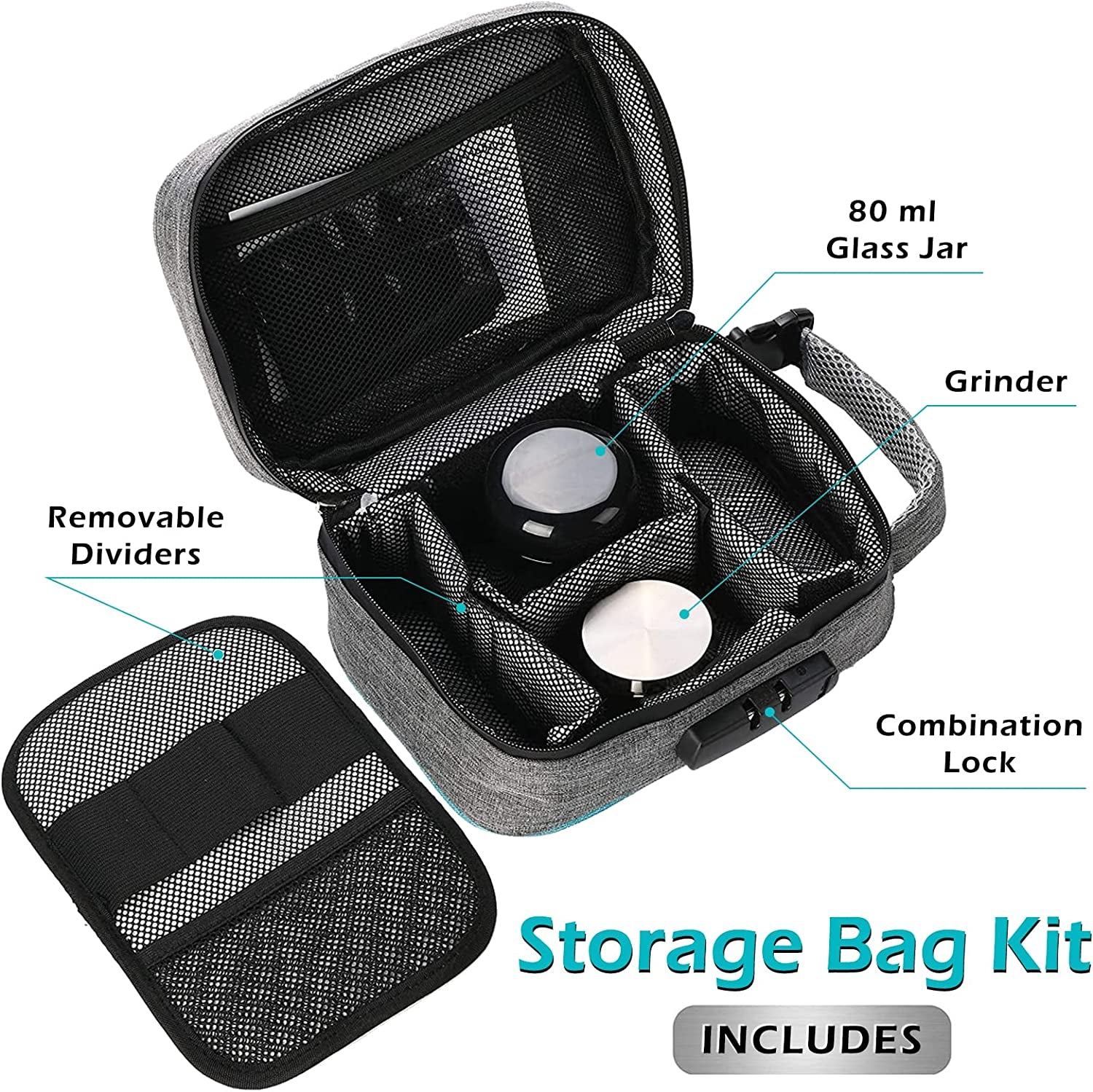 Large Odour Proof Bag Travel Storage With Combination Lock  Storage Case Activated Charcoal Bag