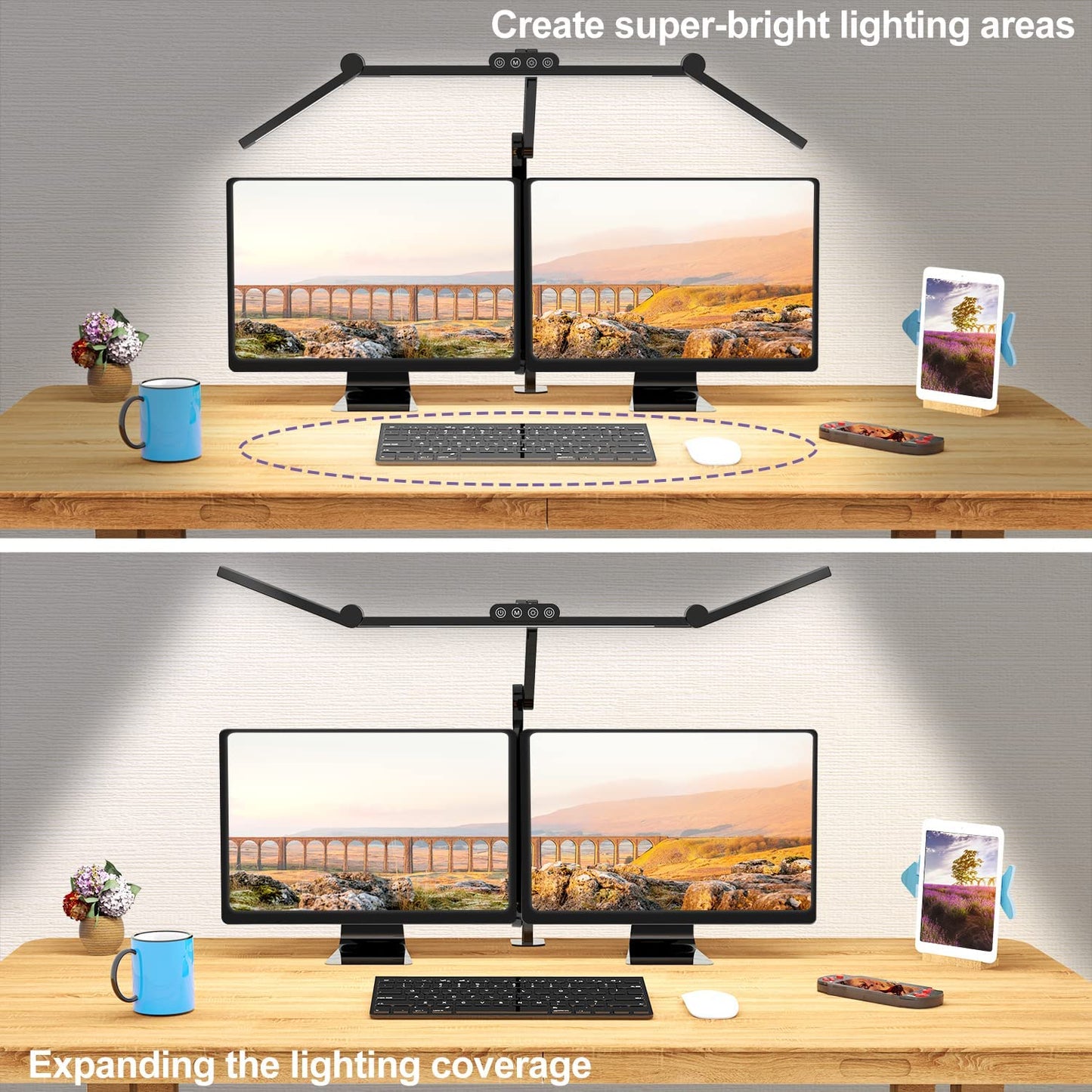 Architect Desk Lamp: LED Desk Lamp with Clamp for Home Office, Featuring Atmosphere Lighting, 24W Ultra Bright Auto Dimming, Stepless Dimming, and Tempering LED Table Light