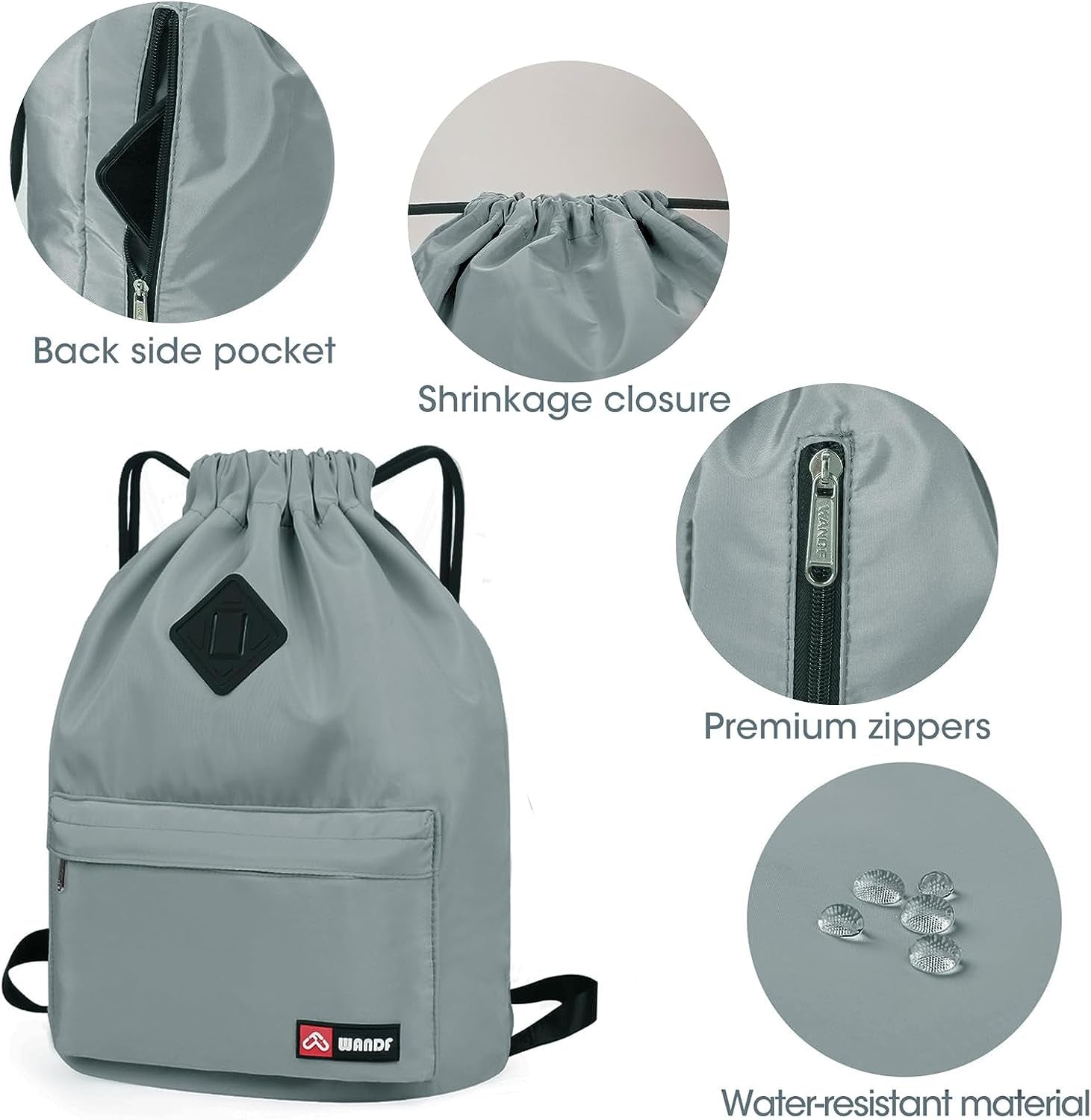 Water-Resistant Drawstring Backpack with Wet Pocket - String Bag Sackpack - Ideal for Gym, Shopping, Sports, and Yoga - Made from Nylon for Durability and Convenience.