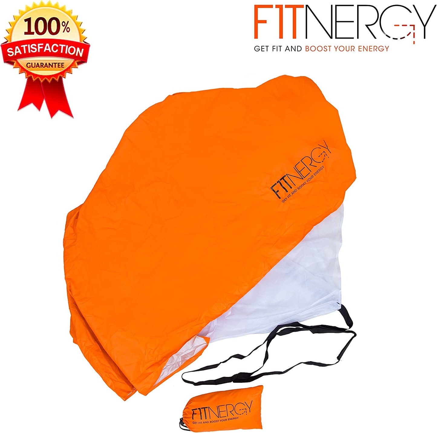 Running Resistance Parachute - 56" Durable Orange Speed Sprint Training Chute with Free Carrying Bag - Enhance Acceleration and Agility for Soccer, Football, and Speed Training - Includes Agility Ladder and Speed Rope