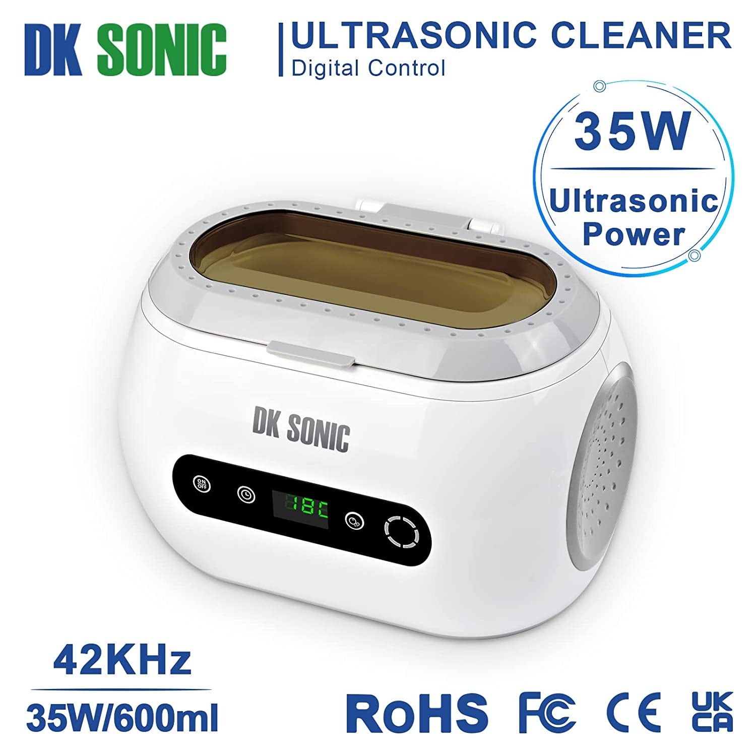 600ML Sonic Cleaner with 42KHz Frequency - Equipped with Digital Timer and Basket - Ideal for Cleaning Jewelry, Rings, Eyeglasses, Dentures, Watchbands, Coins, Small Metal Parts, and Daily Necessities.