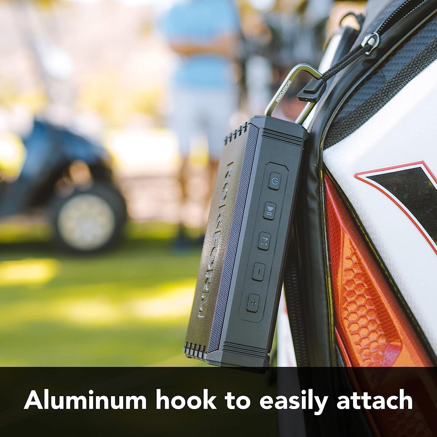 Rugged Magnetic Golf Speaker - Portable, IPX7 Waterproof & Dustproof, 24-Hour Battery, Loud and Clear Sound (Black)