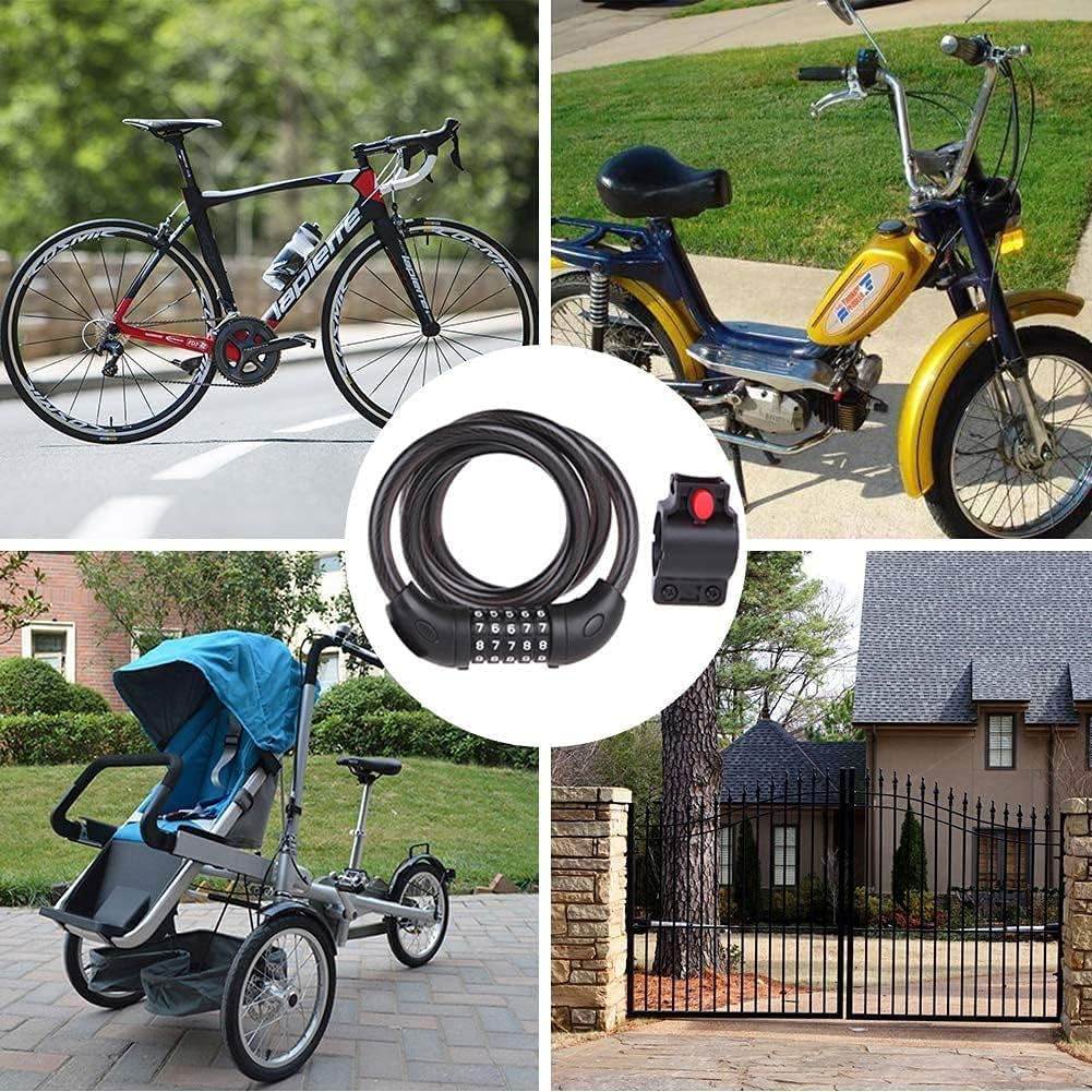 High Security 4 Feet Bicycle Lock with 5-Digit Combination, Heavy Duty Anti-Theft Cable Lock for Mountain Bikes, Including Mounting Bracket