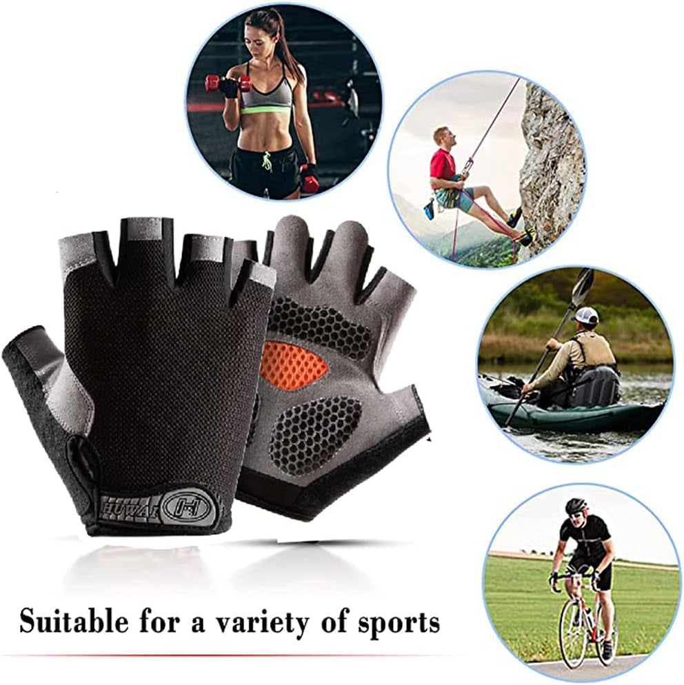 Non Slip Cycling Fingerless Gloves with Gel (Large), Shock-Absorbing Mountain Bike Gloves, Breathable Training Gloves MTB Road Cycling Gloves for Men Women