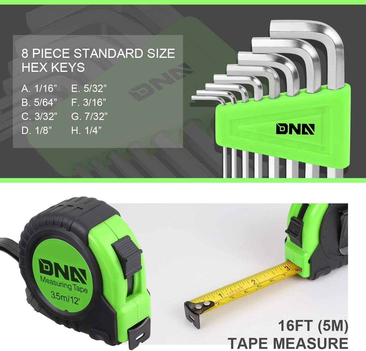 Green 39-Piece Portable Tool Kit: Includes Household Hand Toolbox with General Repair Tools such as Screwdriver, Pliers, Hammer, and Hex Keys.
