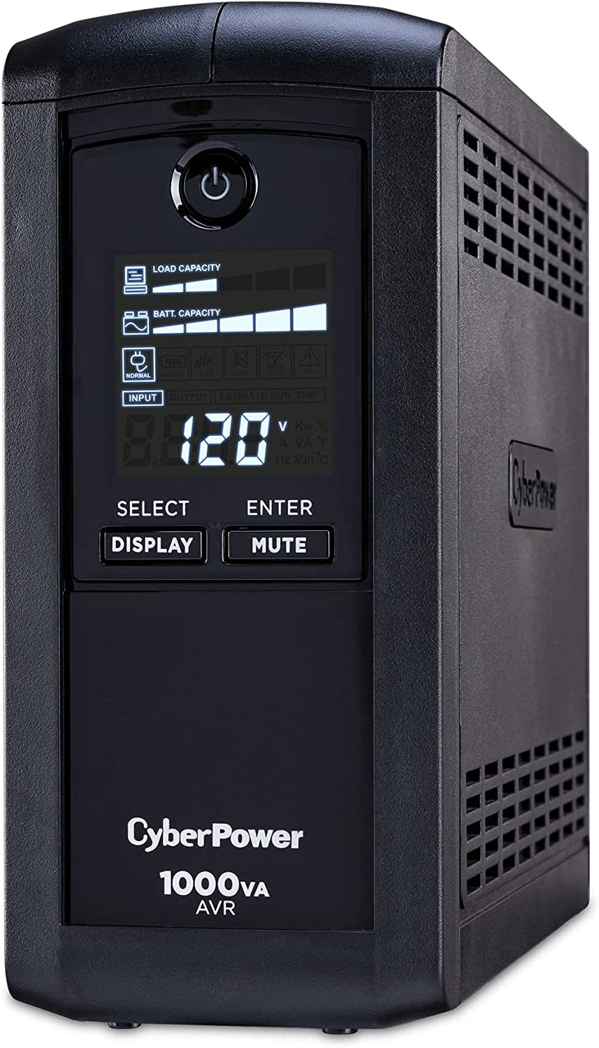 Intelligent LCD UPS System - 1000VA/600W, 9 Outlets, AVR, Mini-Tower Design