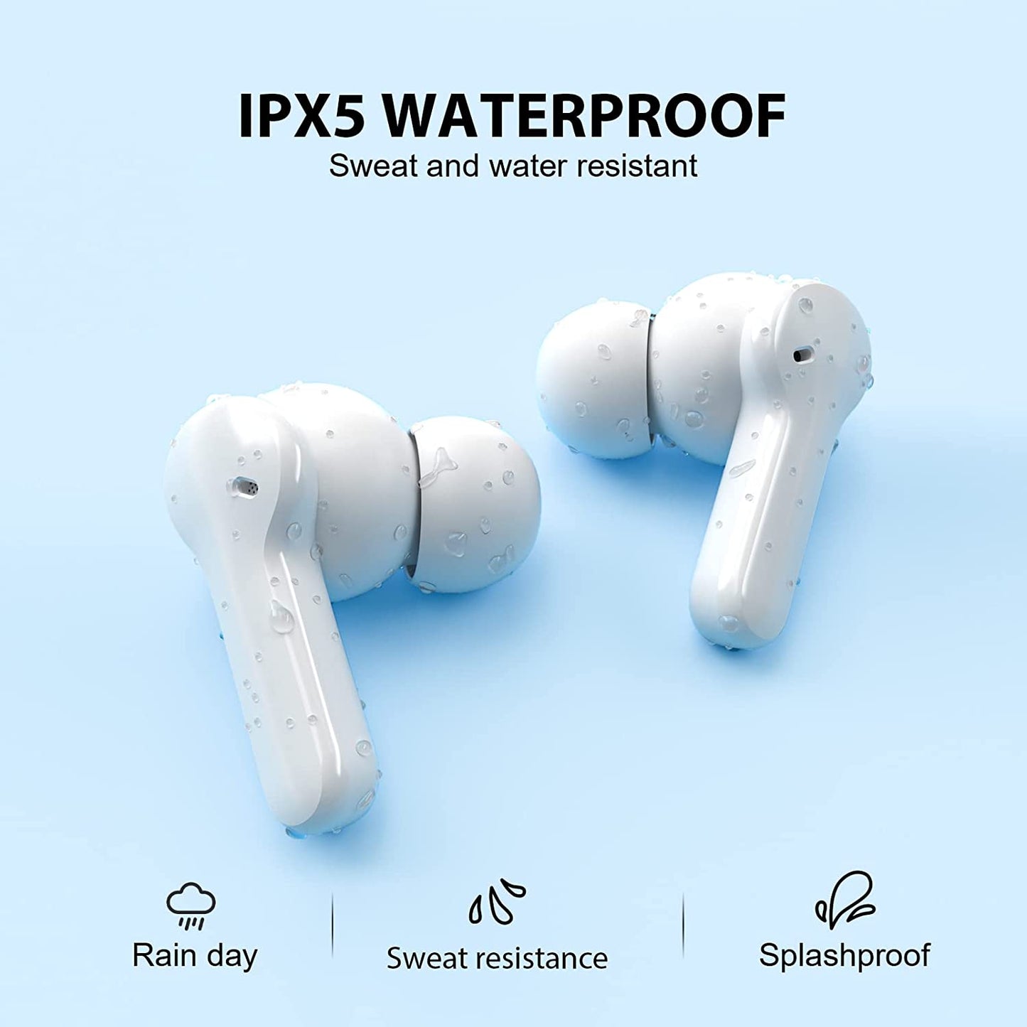Bluetooth 5.1 Wireless Earbuds - T13 Earbuds with 40 Hours of Playtime, Bluetooth Headphones, 4 Microphones for Clear Calls, IPX5 Waterproof Rating, Custom EQ App Support