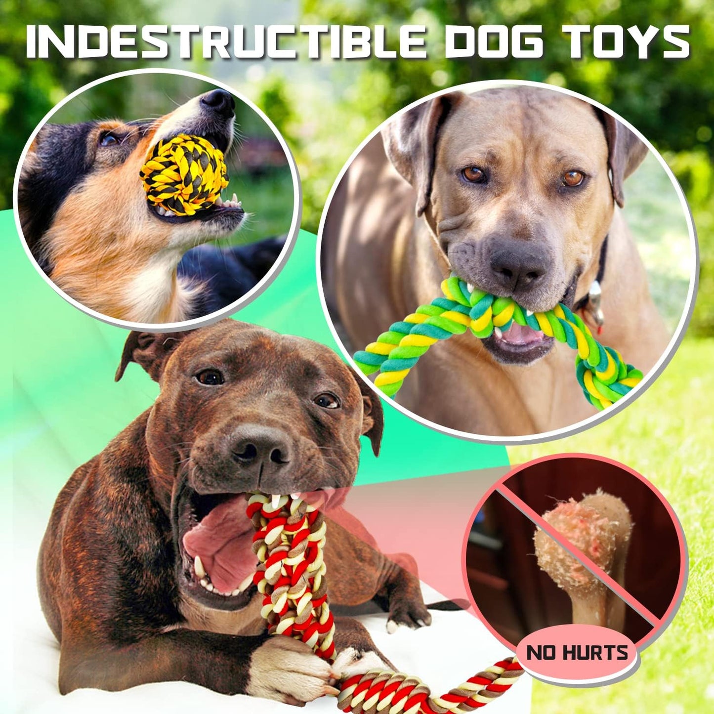 14-Pack XL Dog Chew Toys for Aggressive Chewers - Durable and Indestructible - Suitable for Large Breeds - Tough Puppy Chew Toys for Teething - Includes Heavy-Duty Cotton Dog Rope Toys - Designed for Large Dogs.