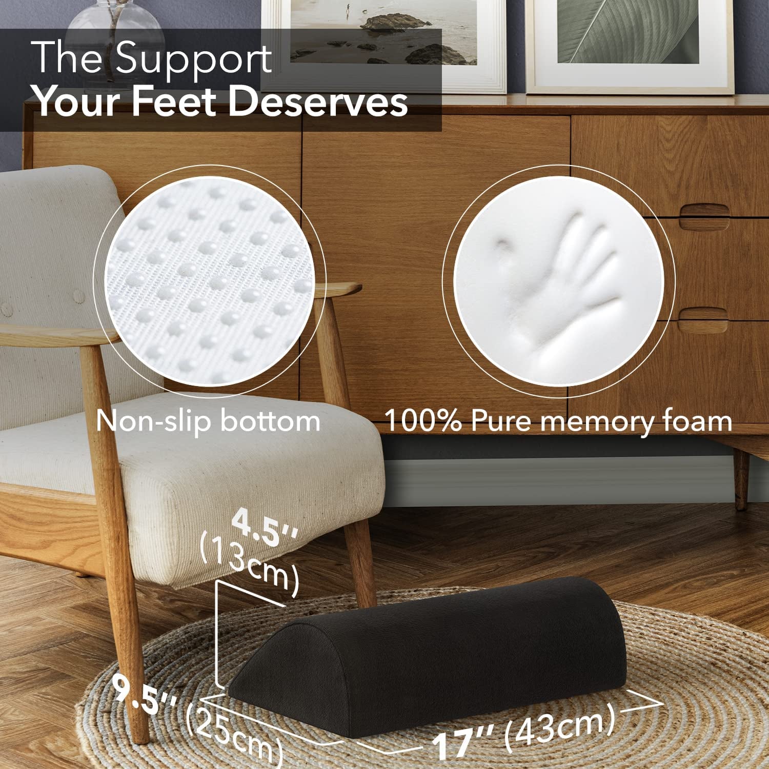 Under Desk Foot Rest with Premium Comfortfoam™ - All-Day Support, Pain Relief - Ideal for Home Office, Gaming, and Workstations