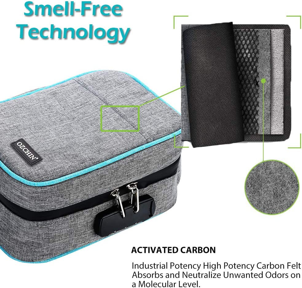 Large Odour Proof Bag Travel Storage With Combination Lock  Storage Case Activated Charcoal Bag